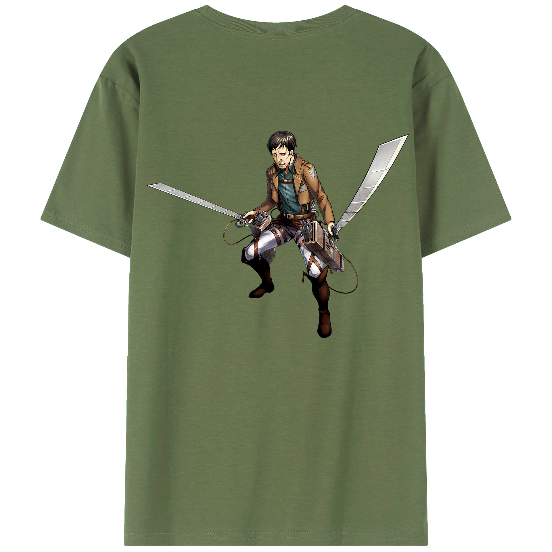（画像用） 進撃の巨人 Attack on Titan 綿100％ メンズ半袖Tシャツ（バックプリント） 通気性